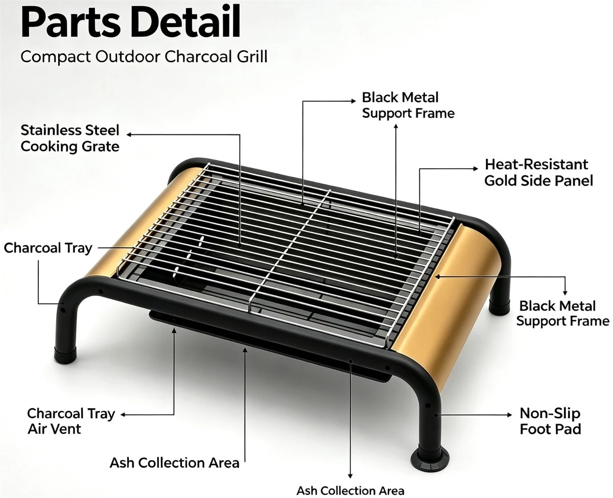 Small Outdoor Charcoal Grill detail Small Outdoor Charcoal Grill detail